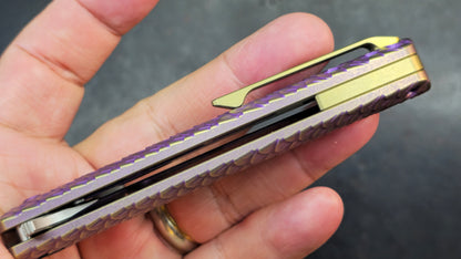 WEKNIFE Dracarys Purple & Golden/Gray/Black Titanium Handle M390 Limited Edition (DISCOUNT IN CART)