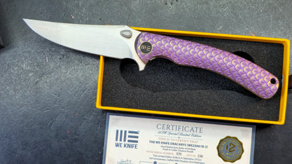 WEKNIFE Dracarys Purple & Golden/Gray/Black Titanium Handle M390 Limited Edition (DISCOUNT IN CART)