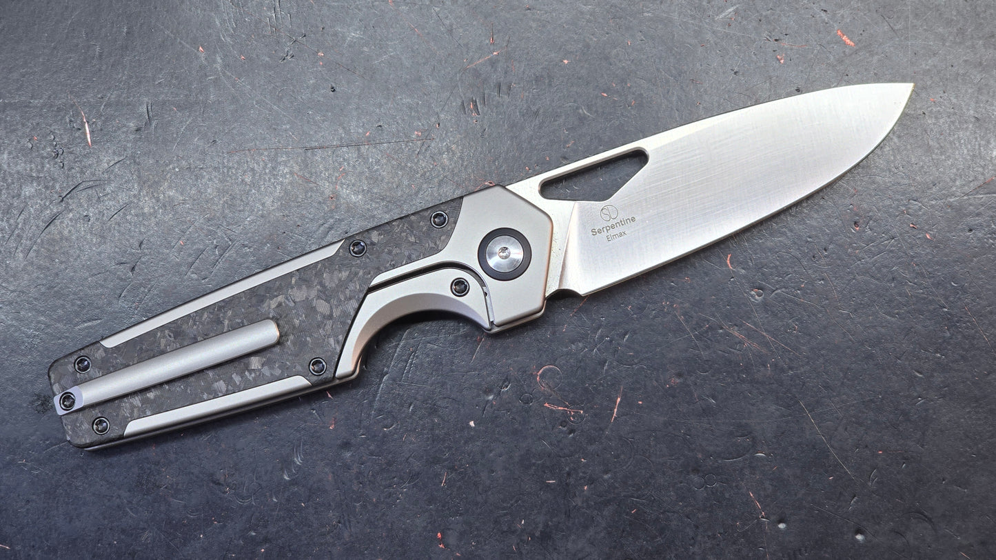 Kizer Serpentine Titanium/Carbon Fiber Handle Elmax Blade