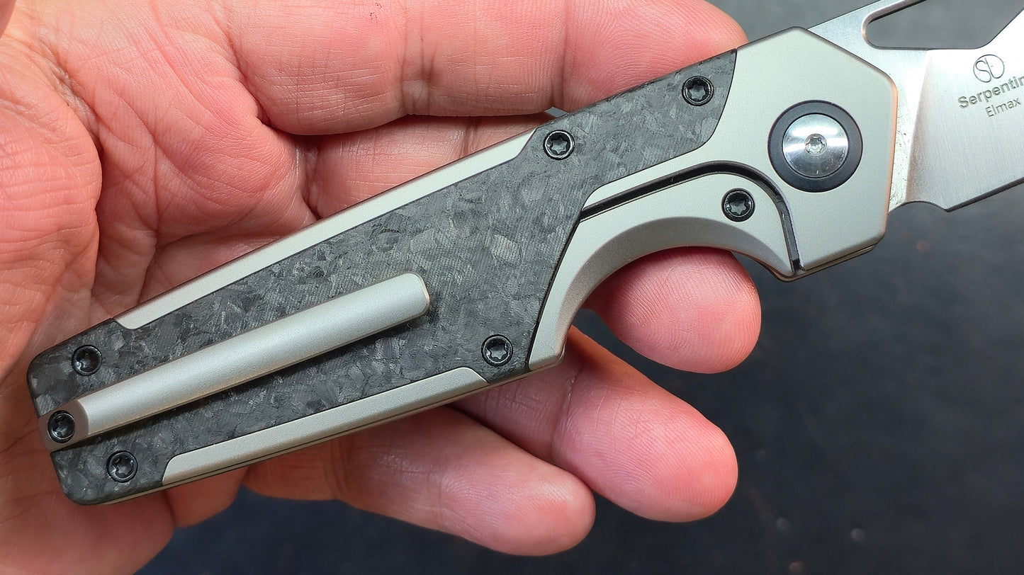 Kizer Serpentine Titanium/Carbon Fiber Handle Elmax Blade