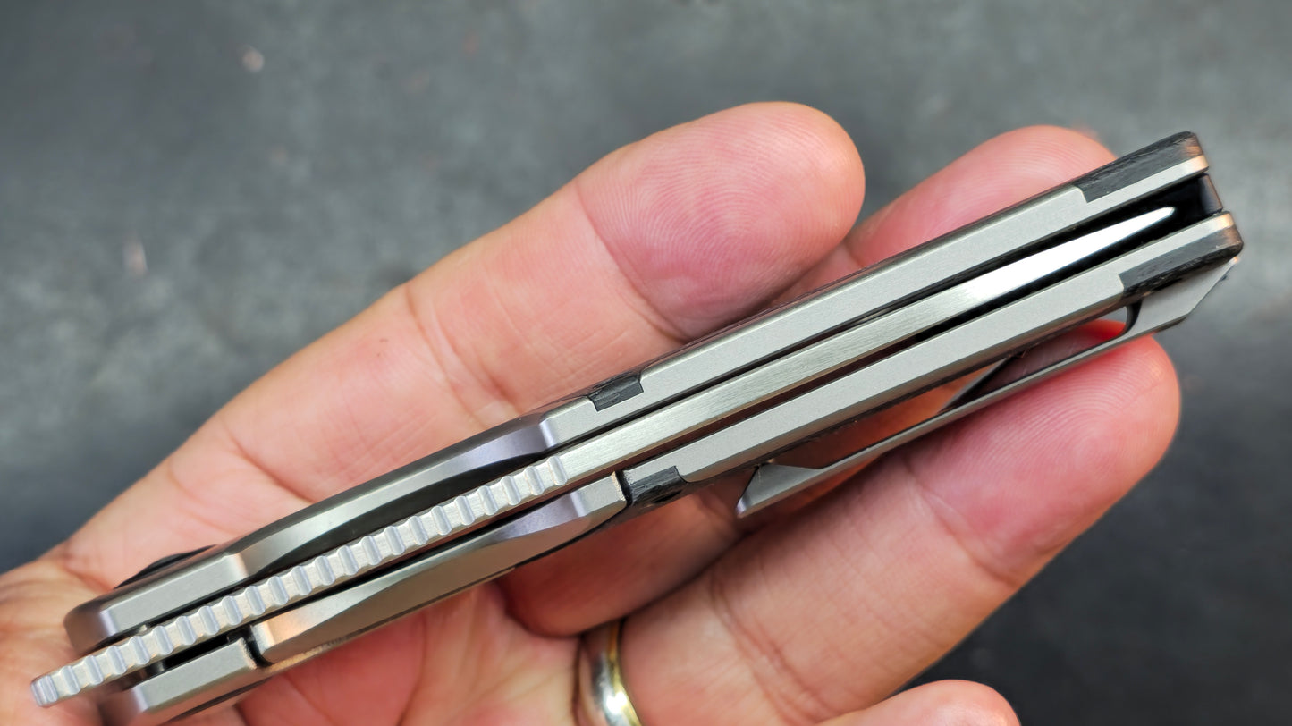 Kizer Serpentine Titanium/Carbon Fiber Handle Elmax Blade