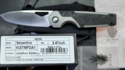 Kizer Serpentine Titanium/Carbon Fiber Handle Elmax Blade