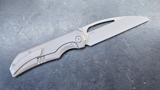 BESTECH Taipan Beadblast Stonewash Titanium Handle M-CUT
