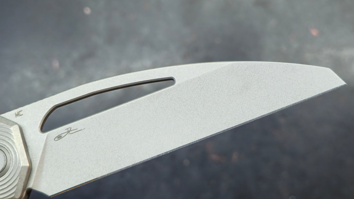 BESTECH Taipan Beadblast Stonewash Titanium Handle M-CUT