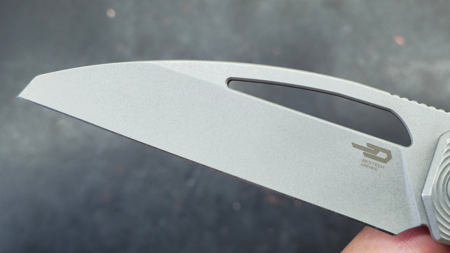 BESTECH Taipan Beadblast Stonewash Titanium Handle M-CUT