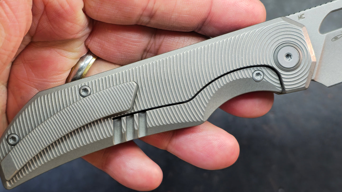 BESTECH Taipan Beadblast Stonewash Titanium Handle M-CUT