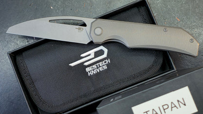 BESTECH Taipan Beadblast Stonewash Titanium Handle M-CUT