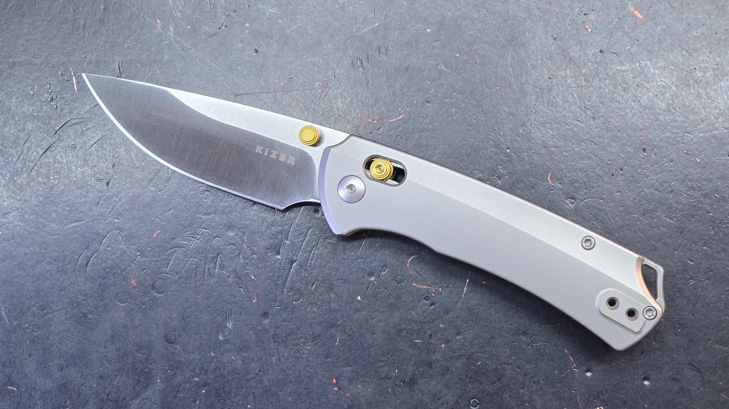 Kizer T1 CD Silver Titanium Handle M390