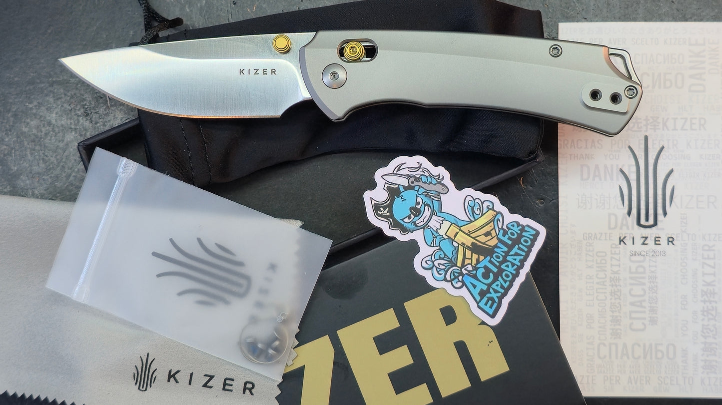 Kizer T1 CD Silver Titanium Handle M390