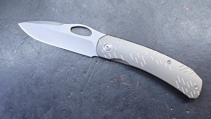 WEKNIFE Inmate Gray/Blue Raindrop Titanium Handle 20CV (DISCOUNT IN CART)