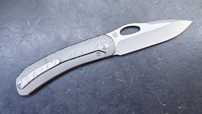 WEKNIFE Inmate Gray/Blue Raindrop Titanium Handle 20CV (DISCOUNT IN CART)