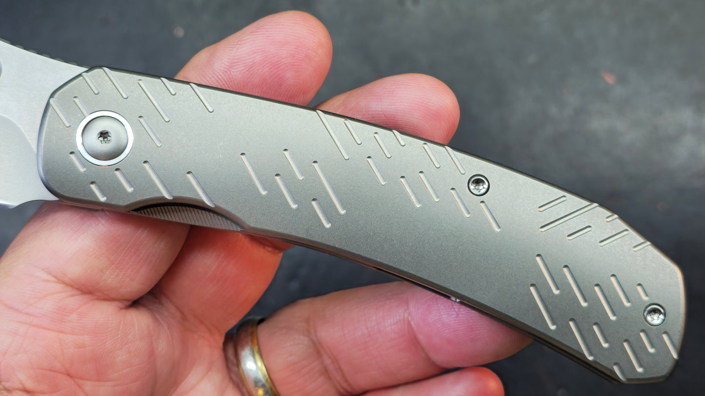 WEKNIFE Inmate Gray/Blue Raindrop Titanium Handle 20CV (DISCOUNT IN CART)