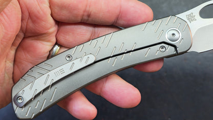 WEKNIFE Inmate Gray/Blue Raindrop Titanium Handle 20CV (DISCOUNT IN CART)