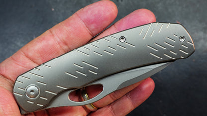 WEKNIFE Inmate Gray/Blue Raindrop Titanium Handle 20CV (DISCOUNT IN CART)