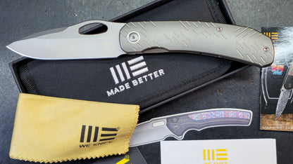 WEKNIFE Inmate Gray/Blue Raindrop Titanium Handle 20CV (DISCOUNT IN CART)