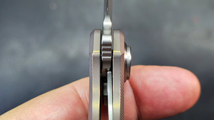 DREAMTECH D4281 Button Liner Lock Gray/Bronze Titanium M390 Blade (DISCOUNT IN CART)