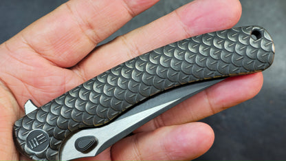 WEKNIFE Dracarys Purple & Golden/Gray/Black Titanium Handle M390 Limited Edition (DISCOUNT IN CART)