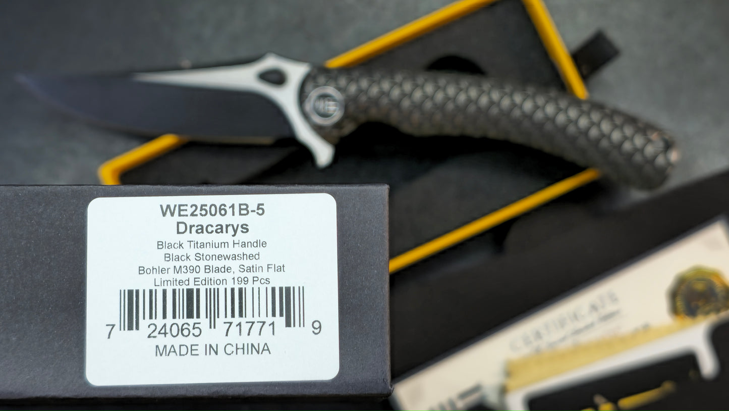WEKNIFE Dracarys Purple & Golden/Gray/Black Titanium Handle M390 Limited Edition (DISCOUNT IN CART)