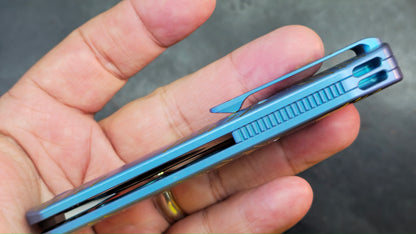 WEKNIFE Inmate Gray/Blue Raindrop Titanium Handle 20CV (DISCOUNT IN CART)