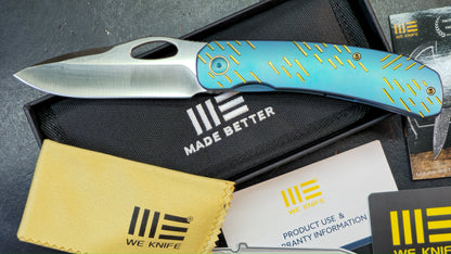 WEKNIFE Inmate Gray/Blue Raindrop Titanium Handle 20CV (DISCOUNT IN CART)