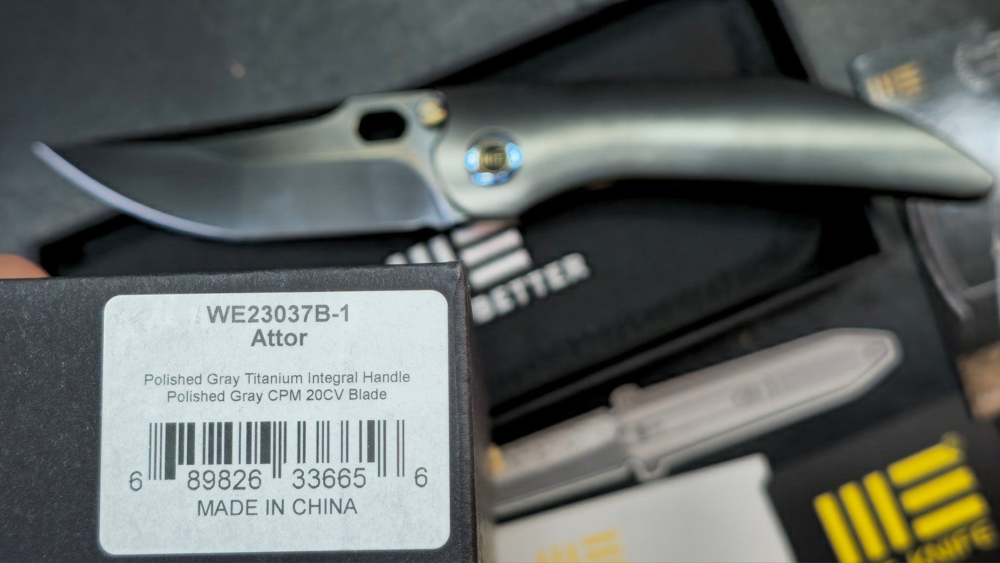 WEKNIFE Attor (INTEGRAL) Polished Gray Titanium Polished Gray CPM 20CV