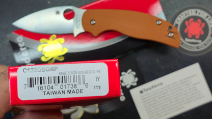 Spyderco Sage 5 Burnt Orange G10 Handle CPM REX 121