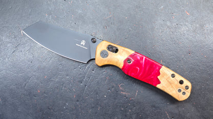Bestechman Cicada's Wing Red Natural Stabilized Wood 10cr15MoV Black PVD
