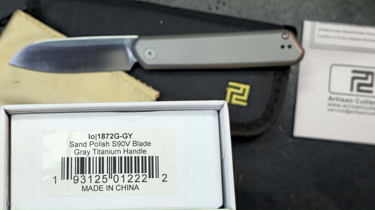 Artisan Cutlery IO Gray Titanium Handles S90V Blade
