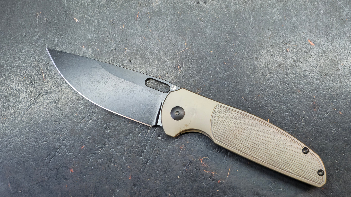 Artisan Cutlery Satyr Brown Titanium Handle S90V