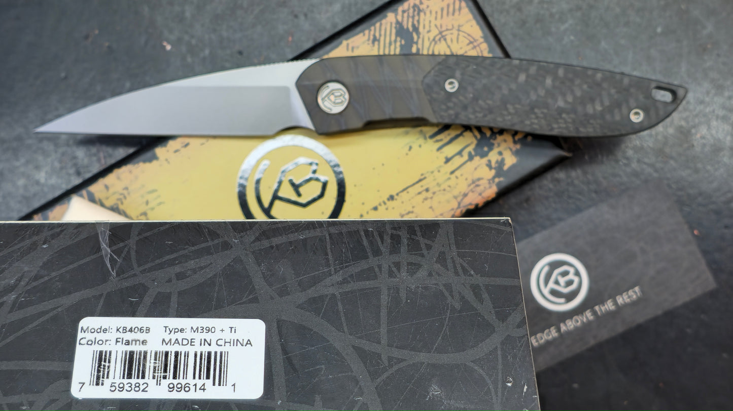 KB Spike Flame Ano Titanium w/ Twill Carbon Fiber M390