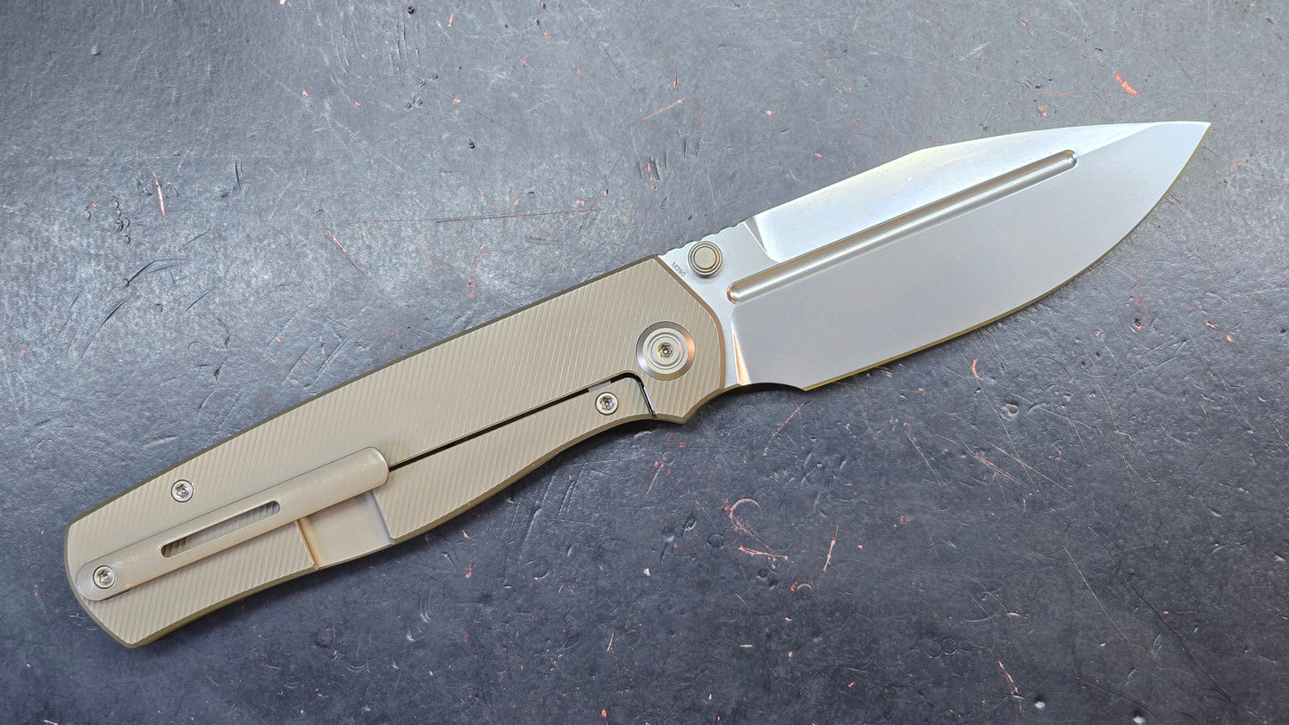 KB Albatross Folding Knife Flame/Bronze Titanium M390
