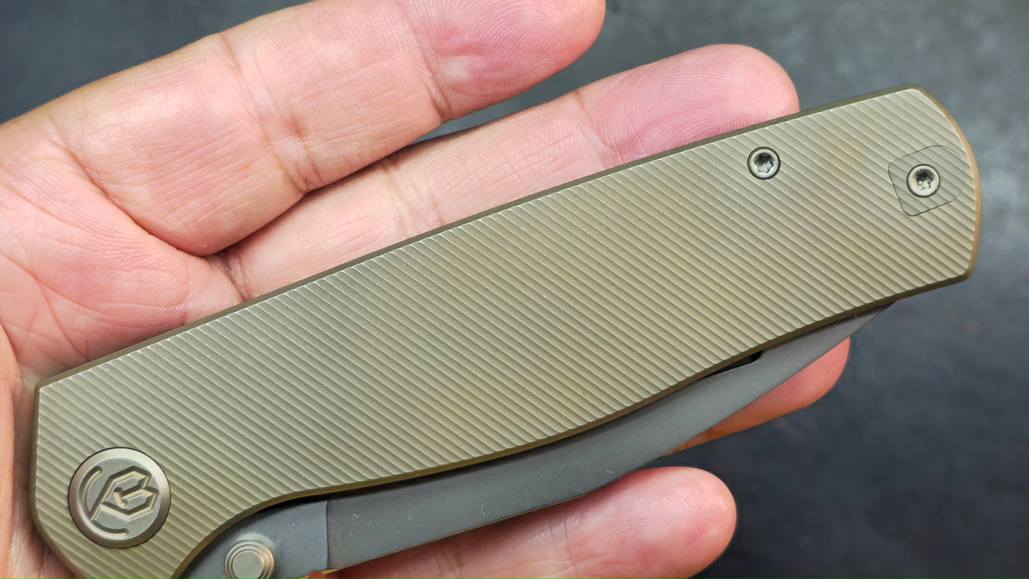 KB Albatross Folding Knife Flame/Bronze Titanium M390