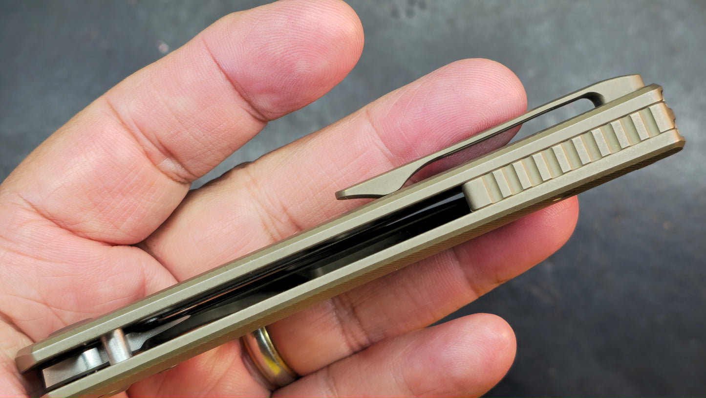 KB Albatross Folding Knife Flame/Bronze Titanium M390
