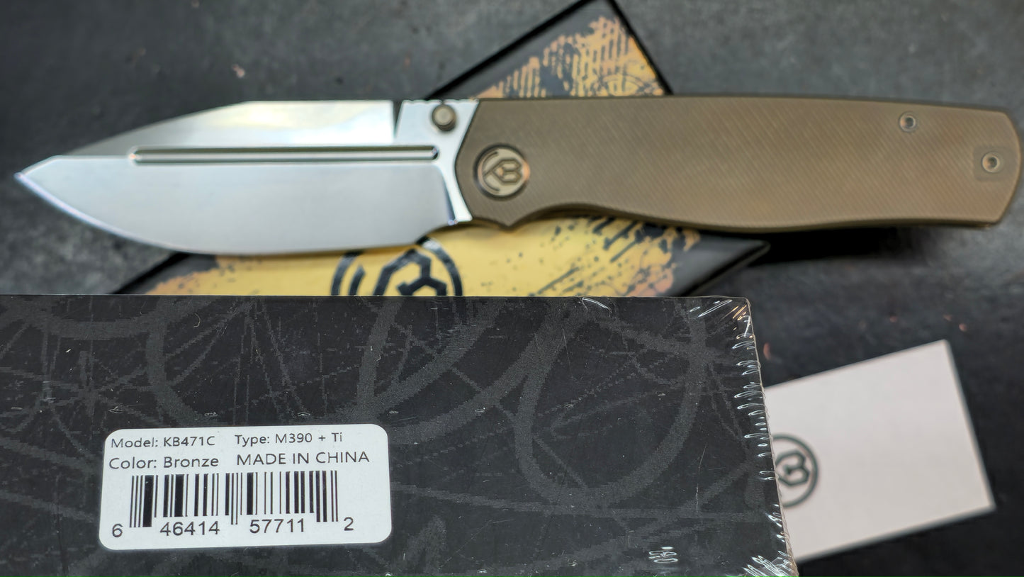 KB Albatross Folding Knife Flame/Bronze Titanium M390