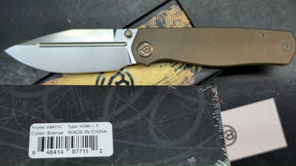 KB Albatross Folding Knife Flame/Bronze Titanium M390