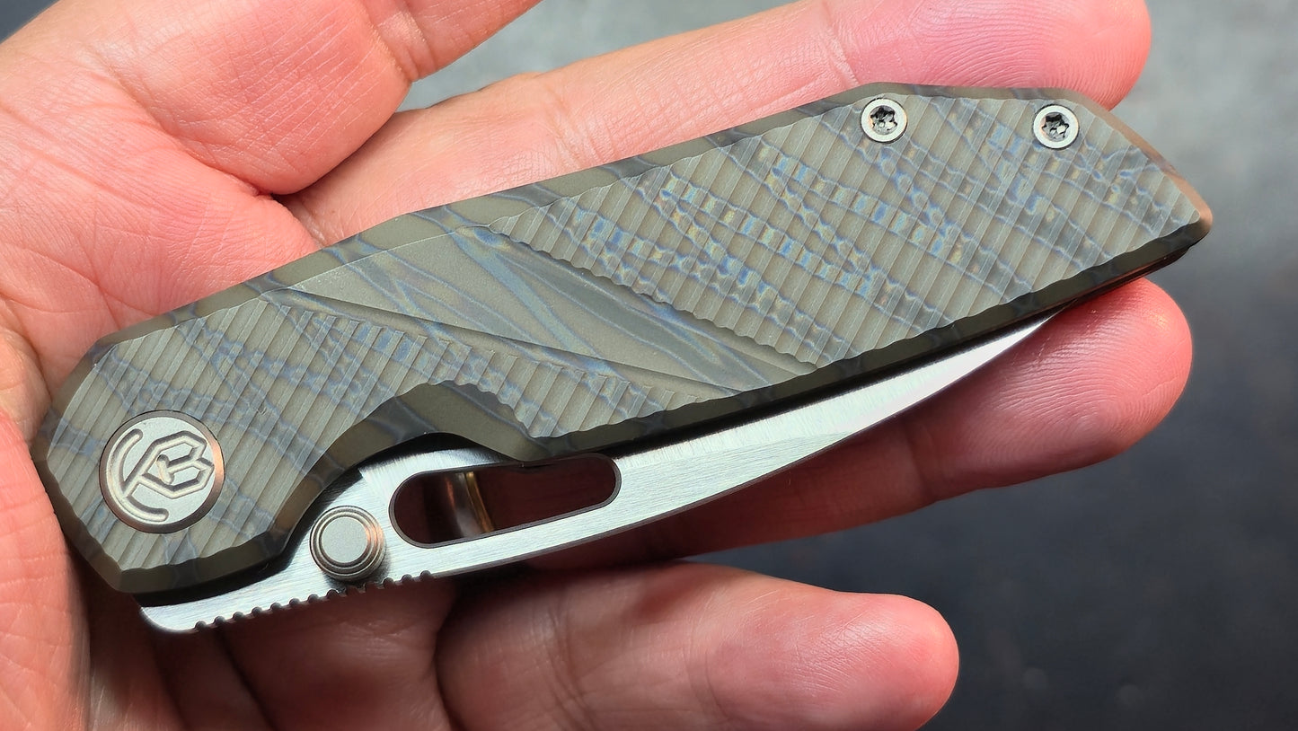 KB Sear Gray / Flame Titanium Handle Satin S90V