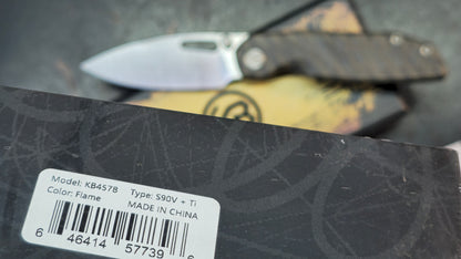 KB Sear Gray / Flame Titanium Handle Satin S90V