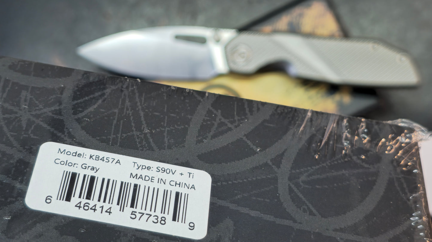 KB Sear Gray / Flame Titanium Handle Satin S90V