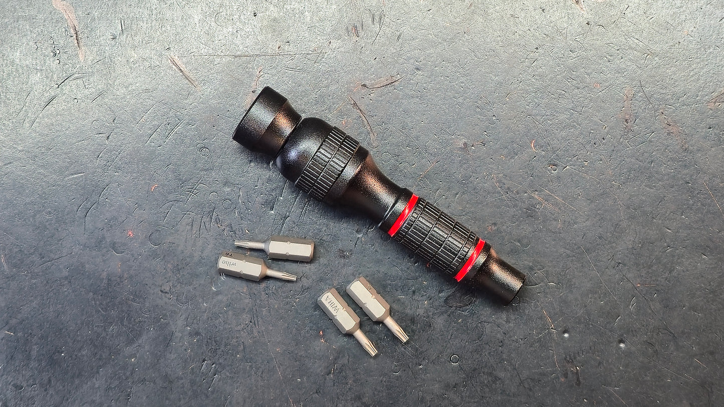 Bit driver (BUDGET VERSION) (KIT) with WIHA BITS (2 - T6) & (2 -T8) accepts 1/4" bits