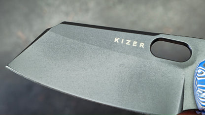 Kizer C01C 2.9 BS (BUTTON LINER LOCK) Blue Vortex Micarta Nitro-V