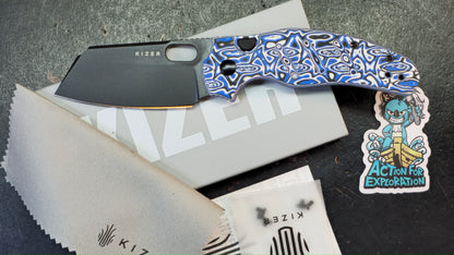Kizer C01C 2.9 BS (BUTTON LINER LOCK) Blue Vortex Micarta Nitro-V