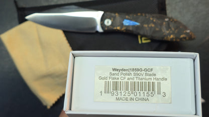 Artisan Cutlery Weyden Gold Flake Carbon Fiber/Titanium S90V