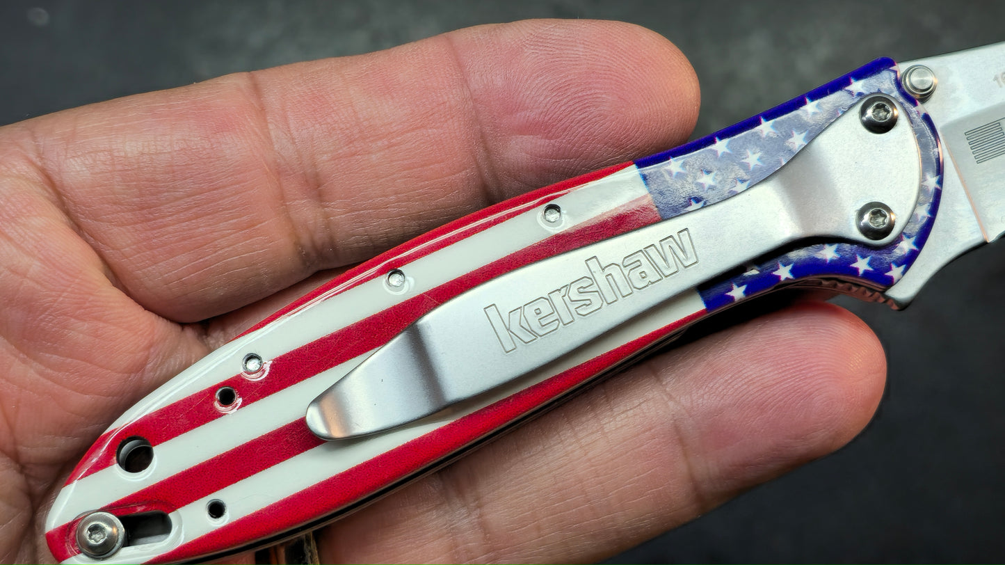 Kershaw Leek (SECOND XXXX) USA Flag Aluminum Handle 14C28N (Copy)