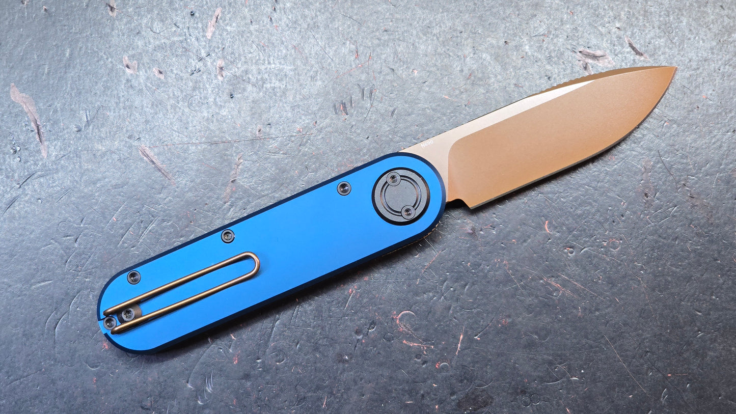 Vosteed Corgi V 295 Blue Ocean Micarta & Aluminum N690 Copper Dune