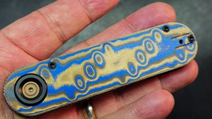 Vosteed Corgi V 295 Blue Ocean Micarta & Aluminum N690 Copper Dune