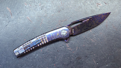 Dreamtech D4129 Button Liner Lock Lightning Ano Ti Mosaic Damascus