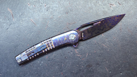 Dreamtech D4129 Button Liner Lock Lightning Ano Ti Mosaic Damascus