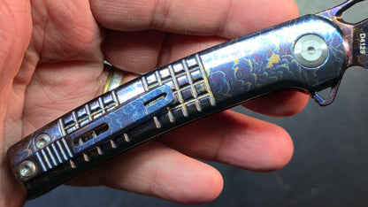 Dreamtech D4129 Button Liner Lock Lightning Ano Ti Mosaic Damascus