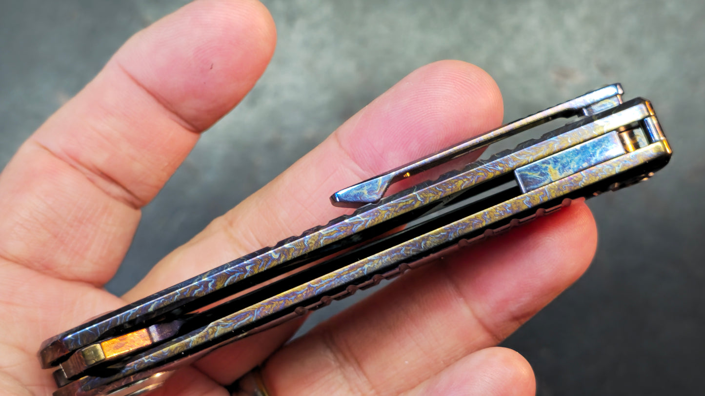 Dreamtech D4129 Button Liner Lock Lightning Ano Ti Mosaic Damascus