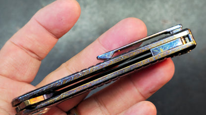 Dreamtech D4129 Button Liner Lock Lightning Ano Ti Mosaic Damascus